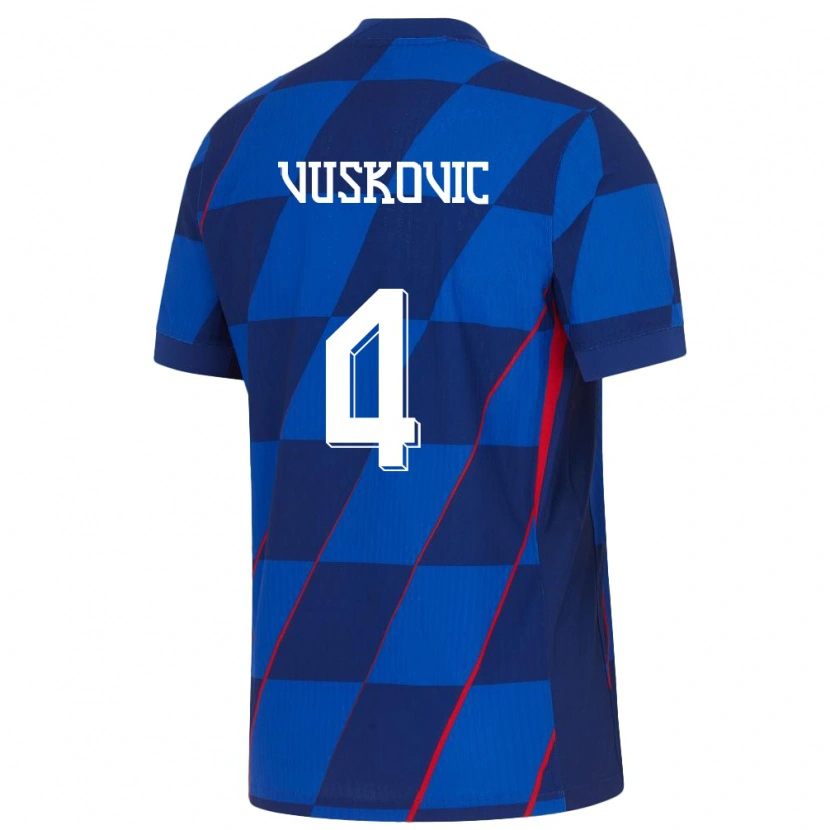 Danxen Enfant Maillot Croatie Luka Vuskovic #4 Bleu Tenues Extérieur 24-26 T-Shirt