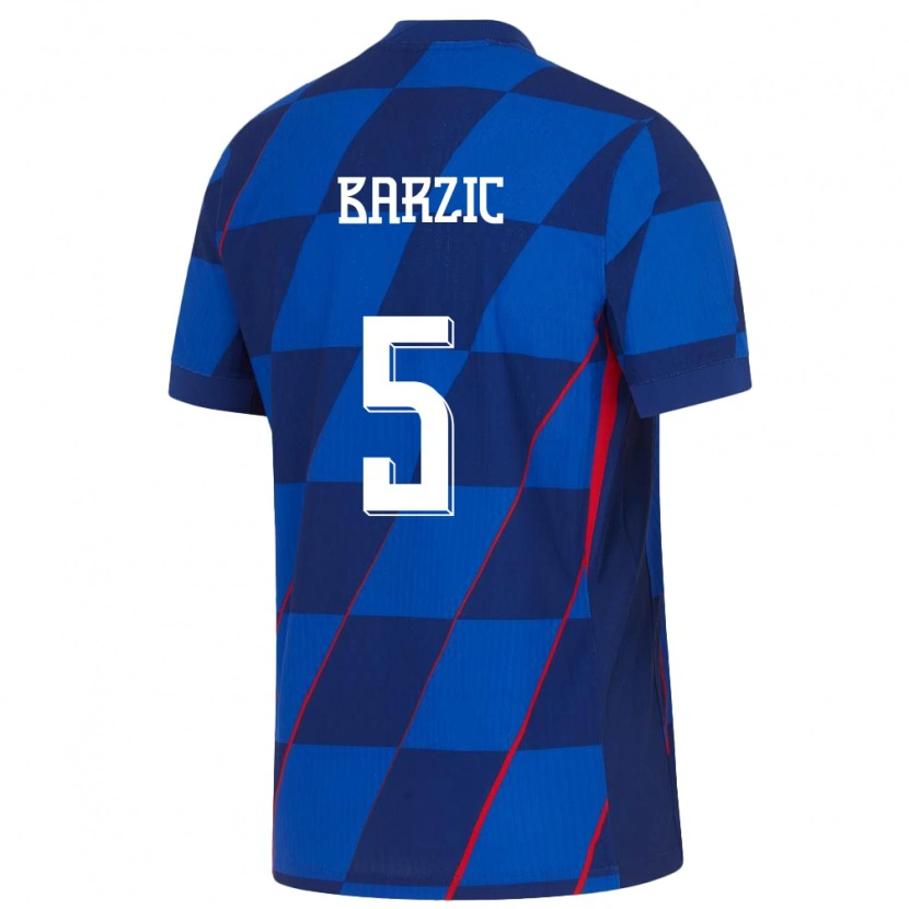 Danxen Enfant Maillot Croatie Matia Barzic #5 Bleu Tenues Extérieur 24-26 T-Shirt
