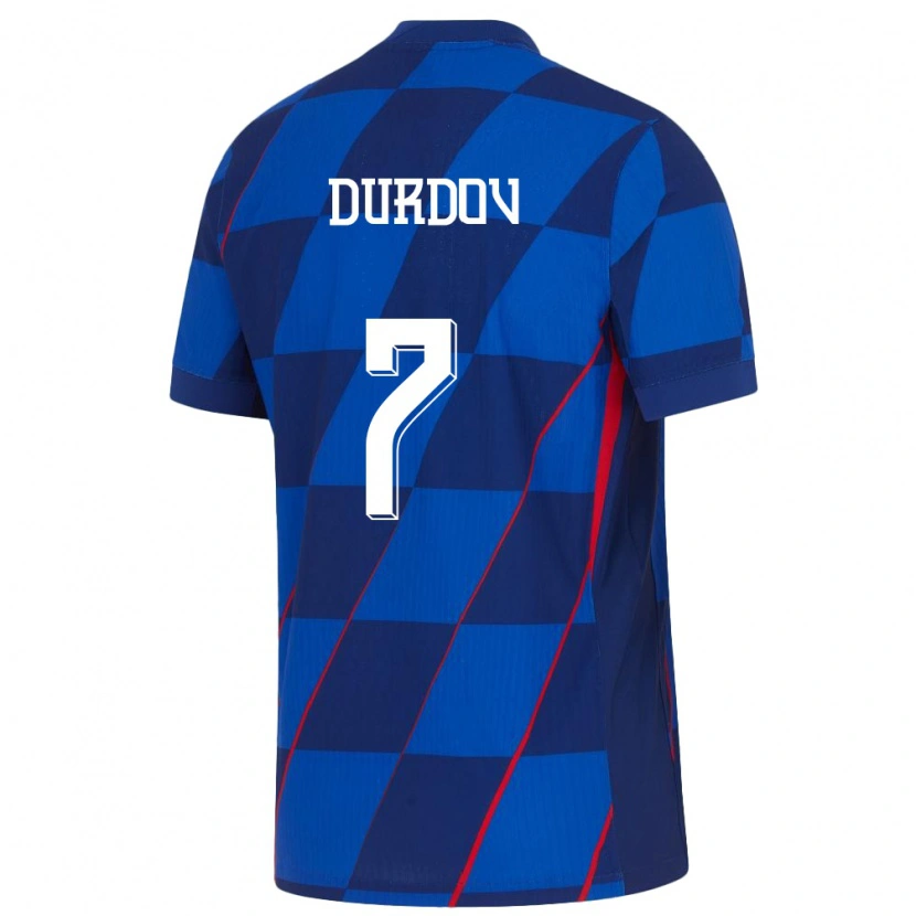 Danxen Enfant Maillot Croatie Bruno Durdov #7 Bleu Tenues Extérieur 24-26 T-Shirt