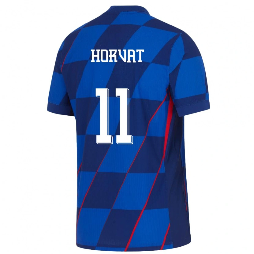 Danxen Enfant Maillot Croatie Patrik Horvat #11 Bleu Tenues Extérieur 24-26 T-Shirt