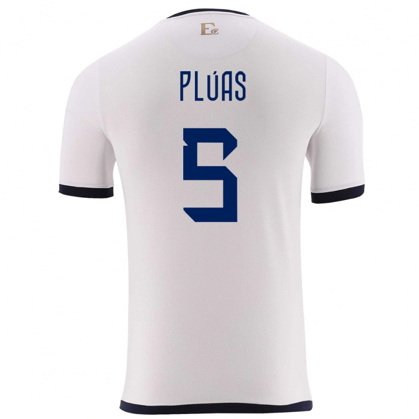 Danxen Enfant Maillot Équateur Erick Plúas #5 Blanc Tenues Extérieur 24-26 T-Shirt