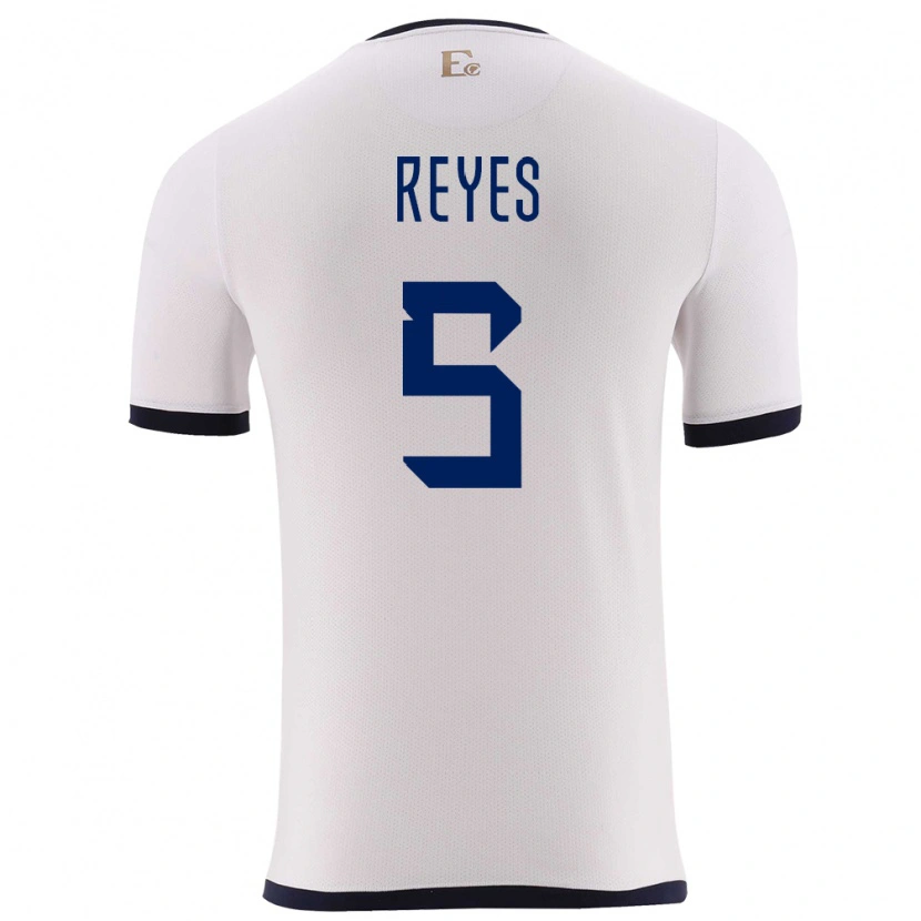Danxen Enfant Maillot Équateur Jairo Reyes #5 Blanc Tenues Extérieur 24-26 T-Shirt