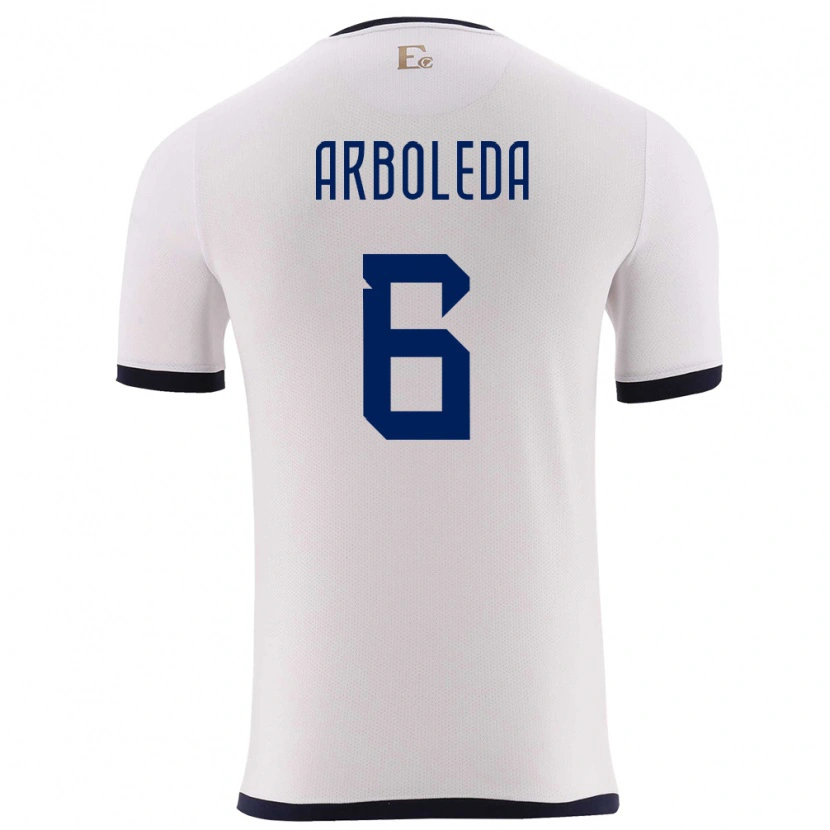Danxen Enfant Maillot Équateur Edu Arboleda #6 Blanc Tenues Extérieur 24-26 T-Shirt