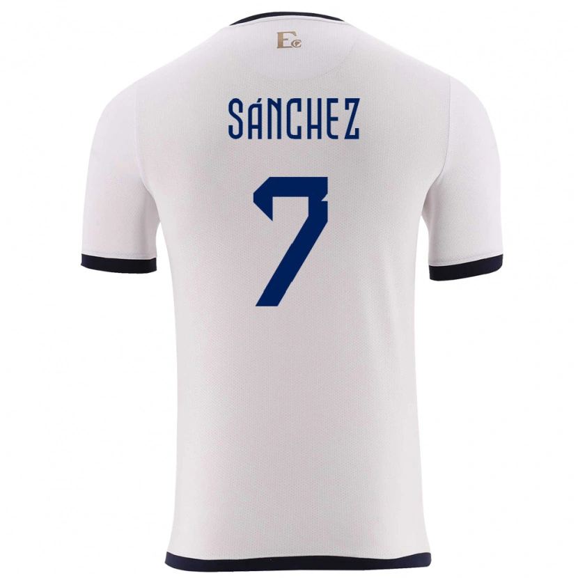 Danxen Enfant Maillot Équateur Santiago Sánchez #7 Blanc Tenues Extérieur 24-26 T-Shirt