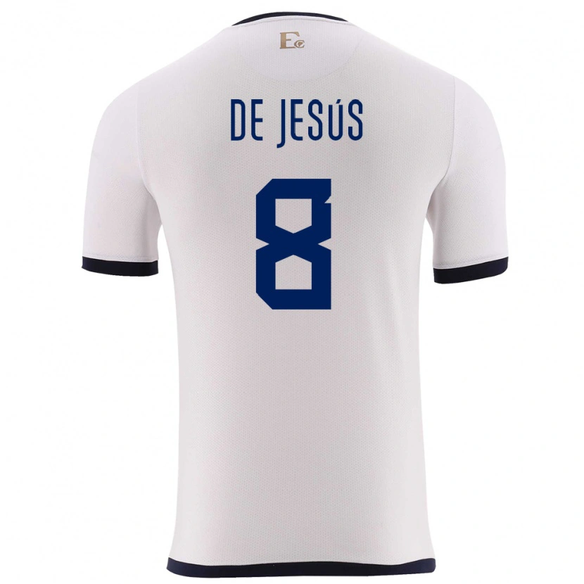 Danxen Enfant Maillot Équateur Geremy De Jesús #8 Blanc Tenues Extérieur 24-26 T-Shirt