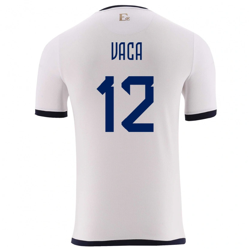 Danxen Enfant Maillot Équateur Mijail Vaca #12 Blanc Tenues Extérieur 24-26 T-Shirt