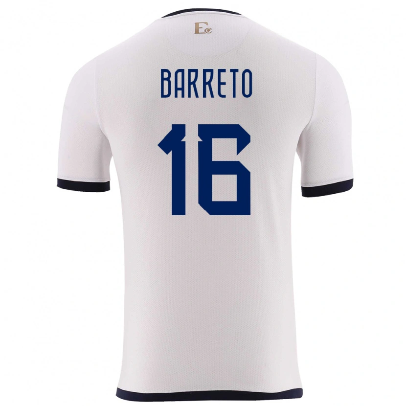 Danxen Enfant Maillot Équateur Andry Barreto #16 Blanc Tenues Extérieur 24-26 T-Shirt