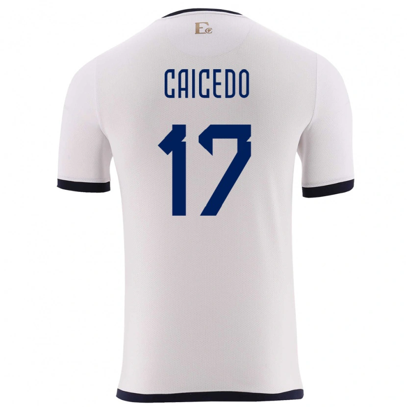 Danxen Enfant Maillot Équateur Yorkaeff Caicedo #17 Blanc Tenues Extérieur 24-26 T-Shirt