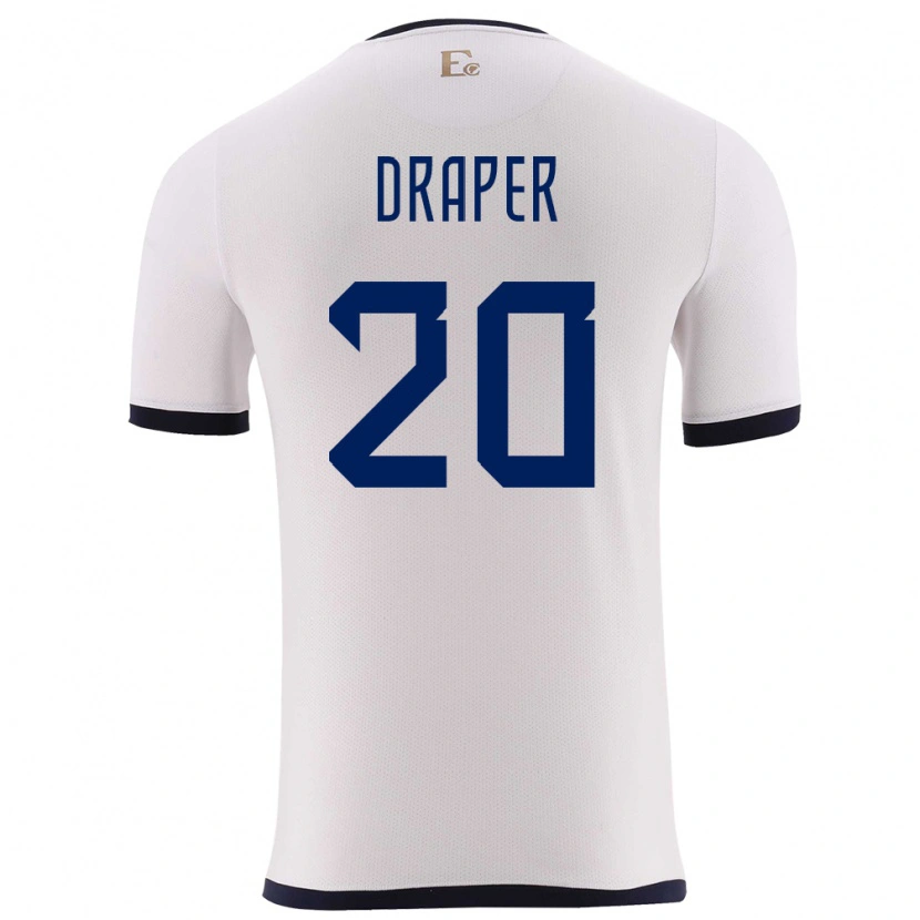Danxen Enfant Maillot Équateur Andrew Draper #20 Blanc Tenues Extérieur 24-26 T-Shirt