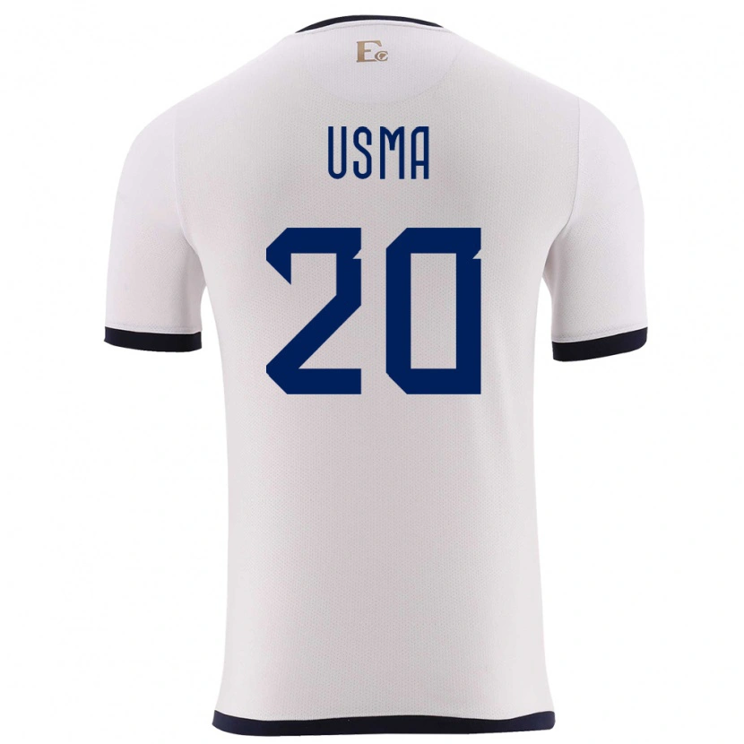 Danxen Enfant Maillot Équateur Juan Usma #20 Blanc Tenues Extérieur 24-26 T-Shirt