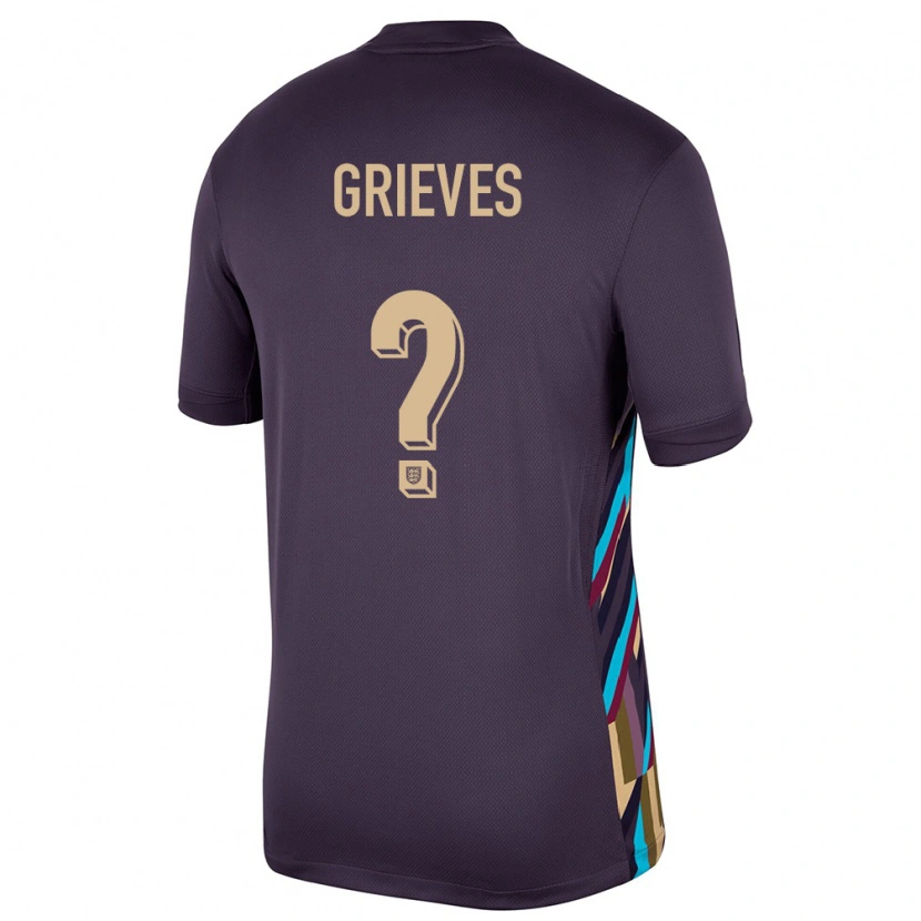 Danxen Enfant Maillot Angleterre Xander Grieves #0 Raisins Noirs Tenues Extérieur 24-26 T-Shirt