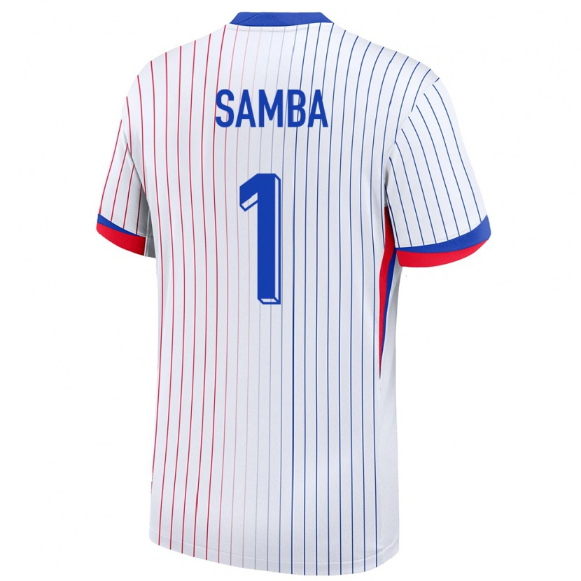 Danxen Enfant Maillot France Brice Samba #1 Blanc Tenues Extérieur 24-26 T-Shirt