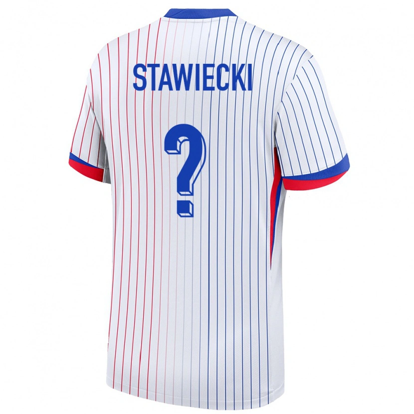 Danxen Enfant Maillot France Jules Stawiecki #0 Blanc Tenues Extérieur 24-26 T-Shirt