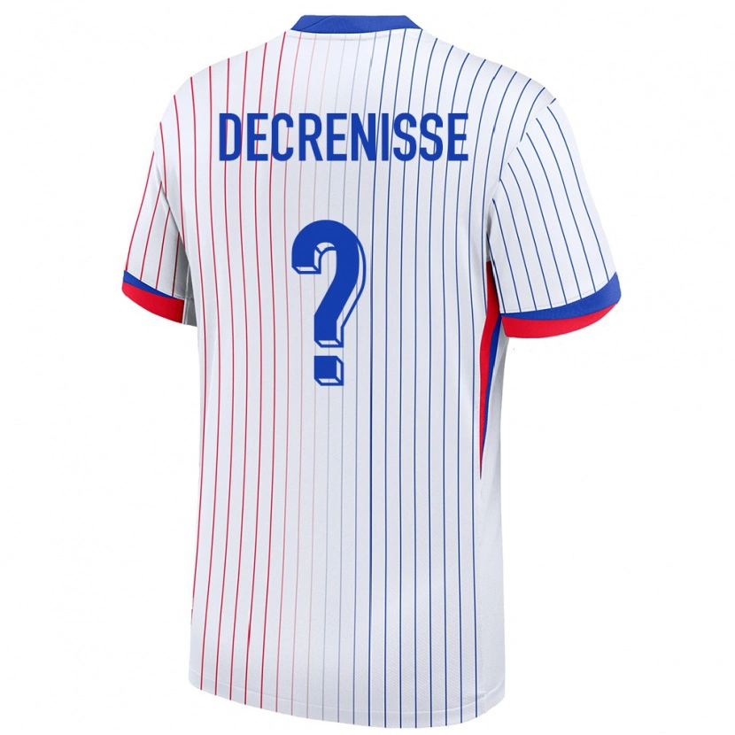 Danxen Enfant Maillot France Axel Decrenisse #0 Blanc Tenues Extérieur 24-26 T-Shirt