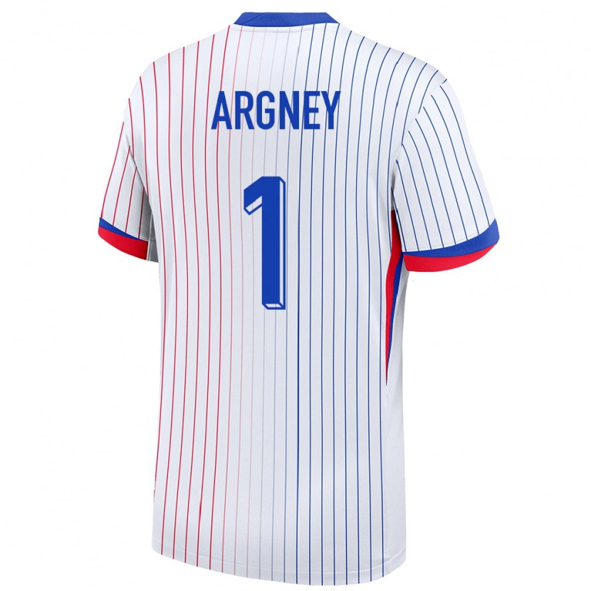 Danxen Enfant Maillot France Paul Argney #1 Blanc Tenues Extérieur 24-26 T-Shirt