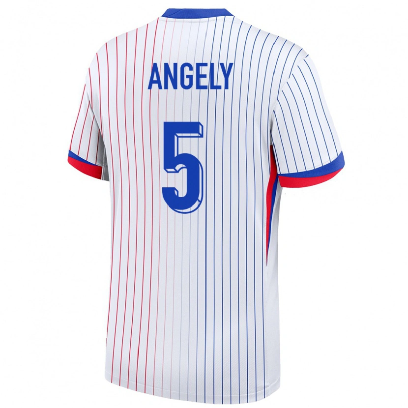 Danxen Enfant Maillot France Mathys Angély #5 Blanc Tenues Extérieur 24-26 T-Shirt
