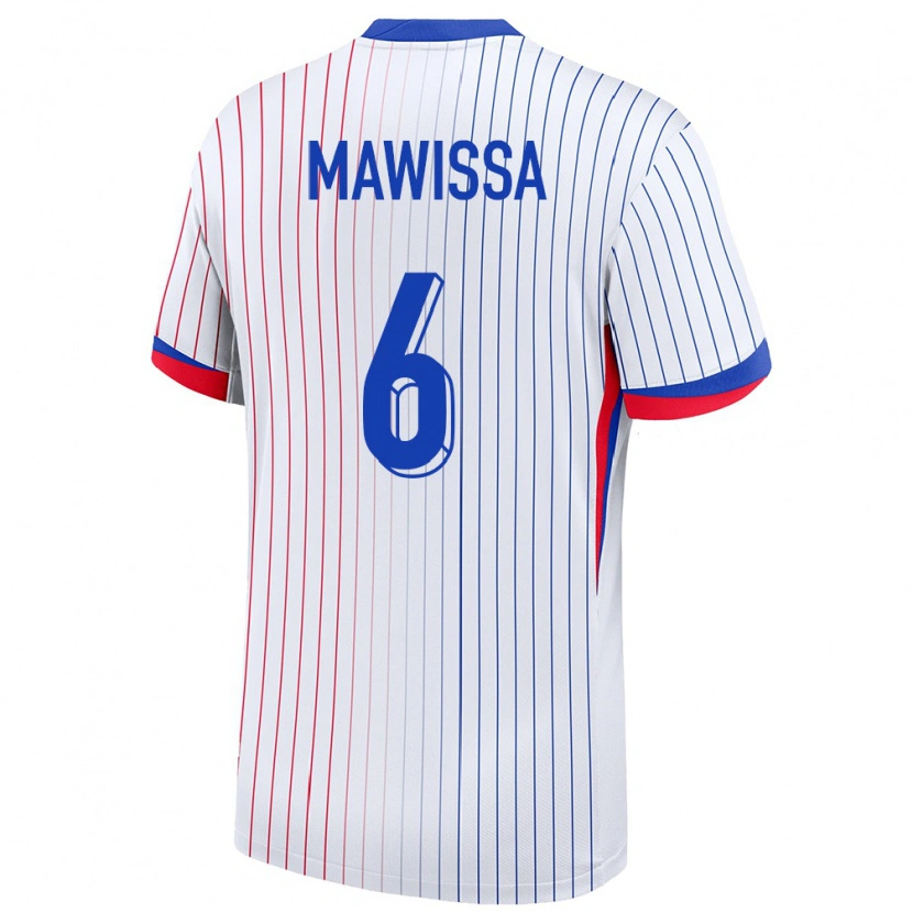 Danxen Enfant Maillot France Christian Mawissa #6 Blanc Tenues Extérieur 24-26 T-Shirt