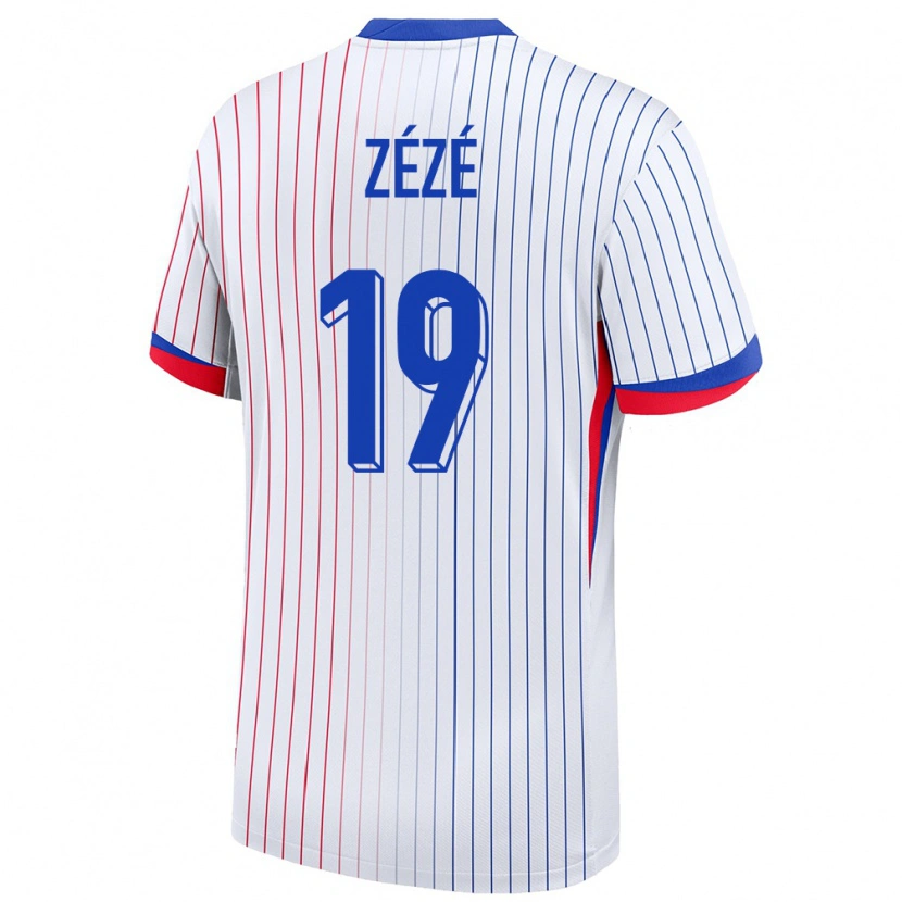 Danxen Enfant Maillot France Nathan Zézé #19 Blanc Tenues Extérieur 24-26 T-Shirt