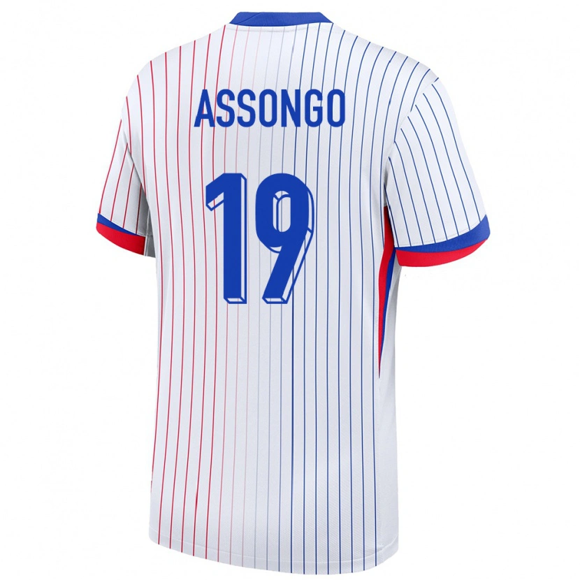 Danxen Enfant Maillot France Ilan Assongo #19 Blanc Tenues Extérieur 24-26 T-Shirt