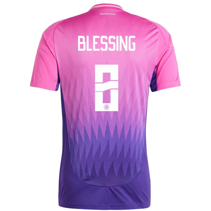 Danxen Enfant Maillot Allemagne Èlisée Blessing #8 Rose-Mauve Tenues Extérieur 24-26 T-Shirt