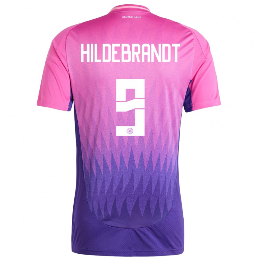 Danxen Enfant Maillot Allemagne Niklas Hildebrandt #9 Rose-Mauve Tenues Extérieur 24-26 T-Shirt