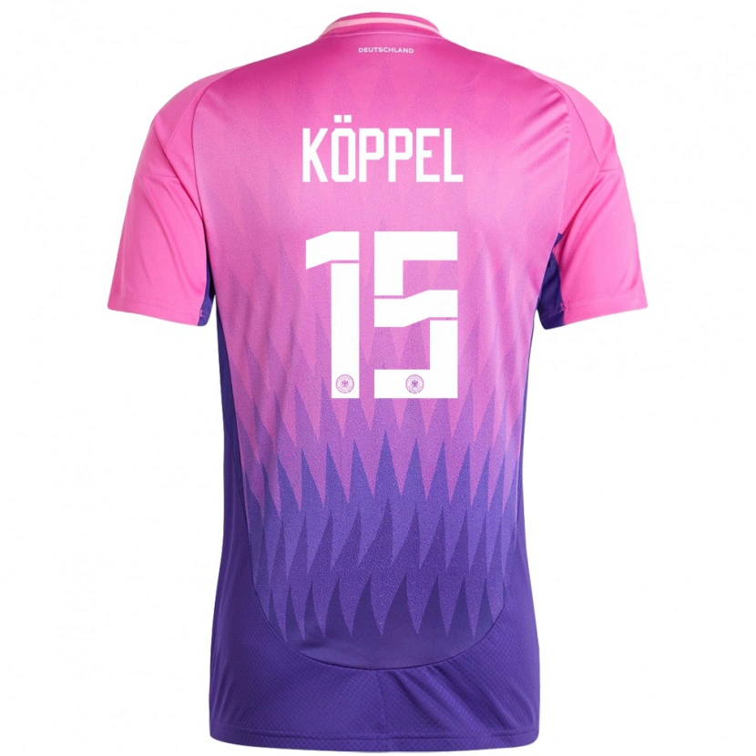 Danxen Enfant Maillot Allemagne Domenic Köppel #15 Rose-Mauve Tenues Extérieur 24-26 T-Shirt