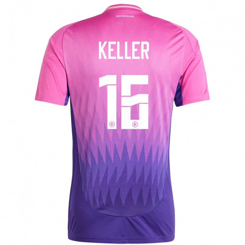 Danxen Enfant Maillot Allemagne Noah Keller #16 Rose-Mauve Tenues Extérieur 24-26 T-Shirt
