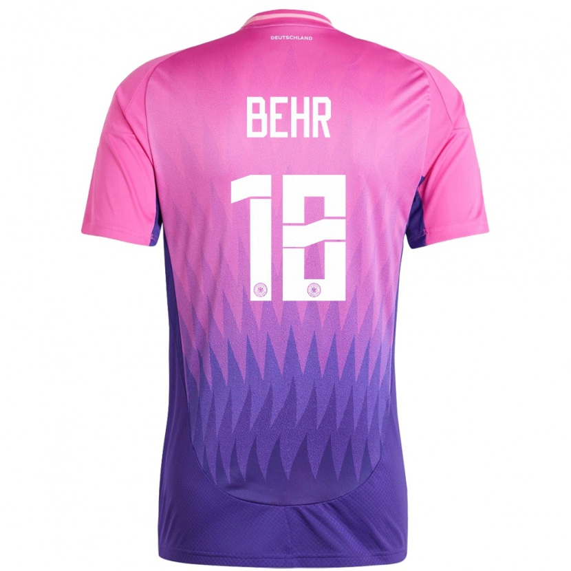 Danxen Enfant Maillot Allemagne Niklas Behr #18 Rose-Mauve Tenues Extérieur 24-26 T-Shirt