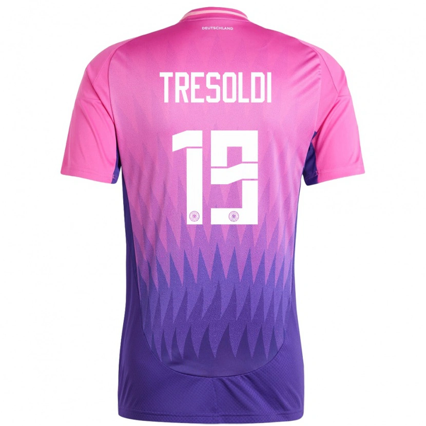 Danxen Enfant Maillot Allemagne Nicolò Tresoldi #19 Rose-Mauve Tenues Extérieur 24-26 T-Shirt