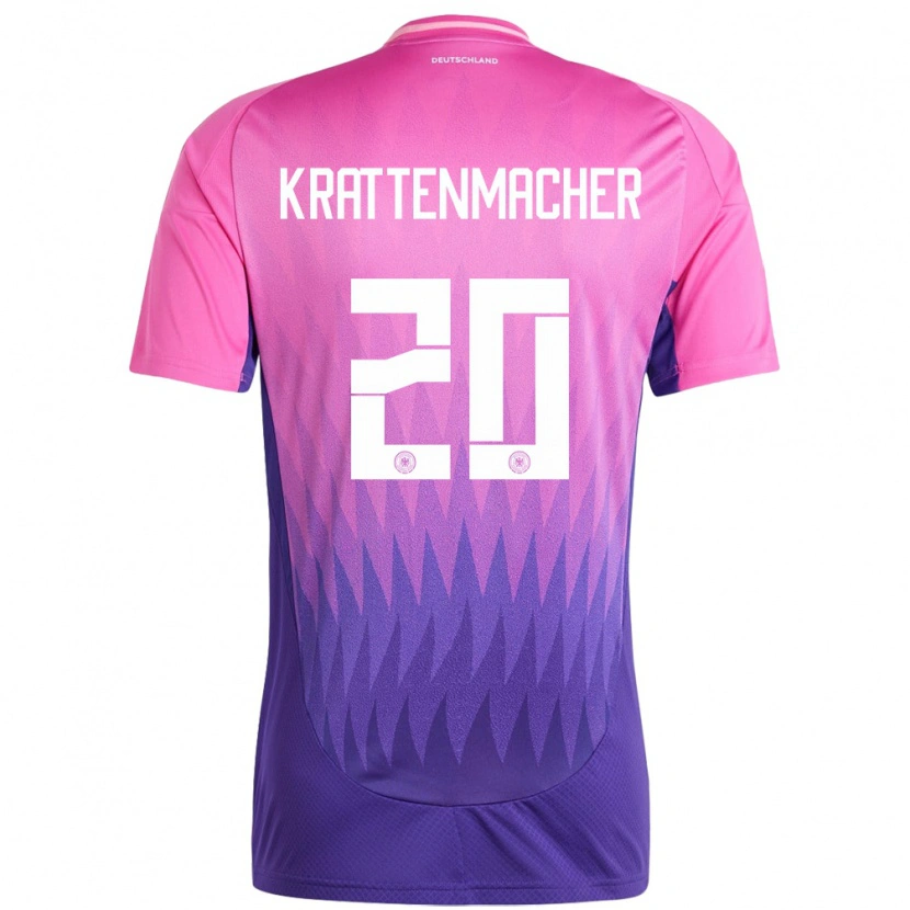 Danxen Enfant Maillot Allemagne Maurice Krattenmacher #20 Rose-Mauve Tenues Extérieur 24-26 T-Shirt