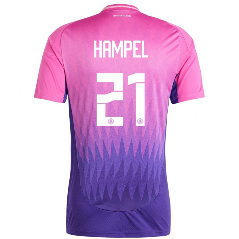 Danxen Enfant Maillot Allemagne Luca Hampel #21 Rose-Mauve Tenues Extérieur 24-26 T-Shirt