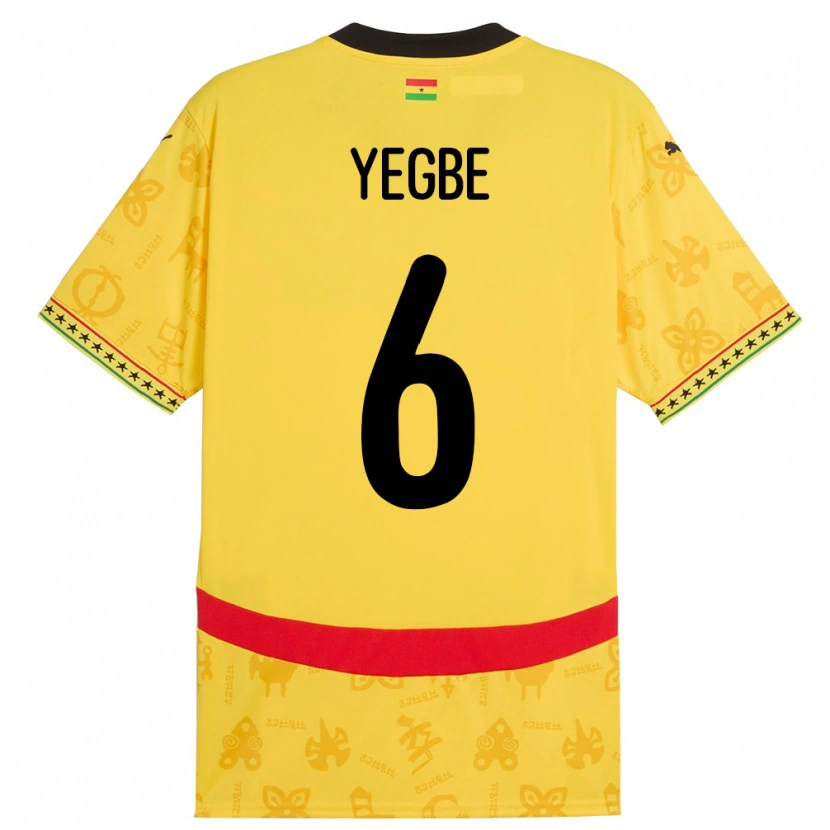 Danxen Enfant Maillot Ghana Terry Yegbe #6 Jaune Tenues Extérieur 24-26 T-Shirt