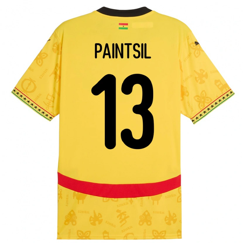 Danxen Enfant Maillot Ghana Joseph Paintsil #13 Jaune Tenues Extérieur 24-26 T-Shirt