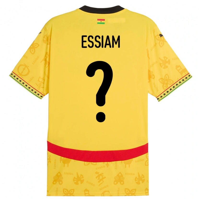 Danxen Enfant Maillot Ghana Emmanuel Essiam #0 Jaune Tenues Extérieur 24-26 T-Shirt