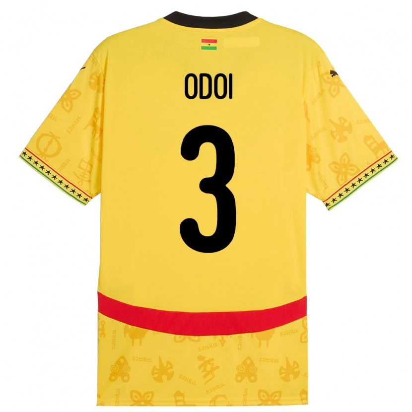 Danxen Enfant Maillot Ghana Denis Odoi #3 Jaune Tenues Extérieur 24-26 T-Shirt