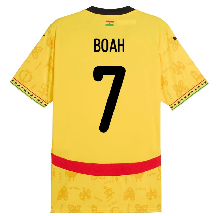 Danxen Enfant Maillot Ghana Collins Boah #7 Jaune Tenues Extérieur 24-26 T-Shirt