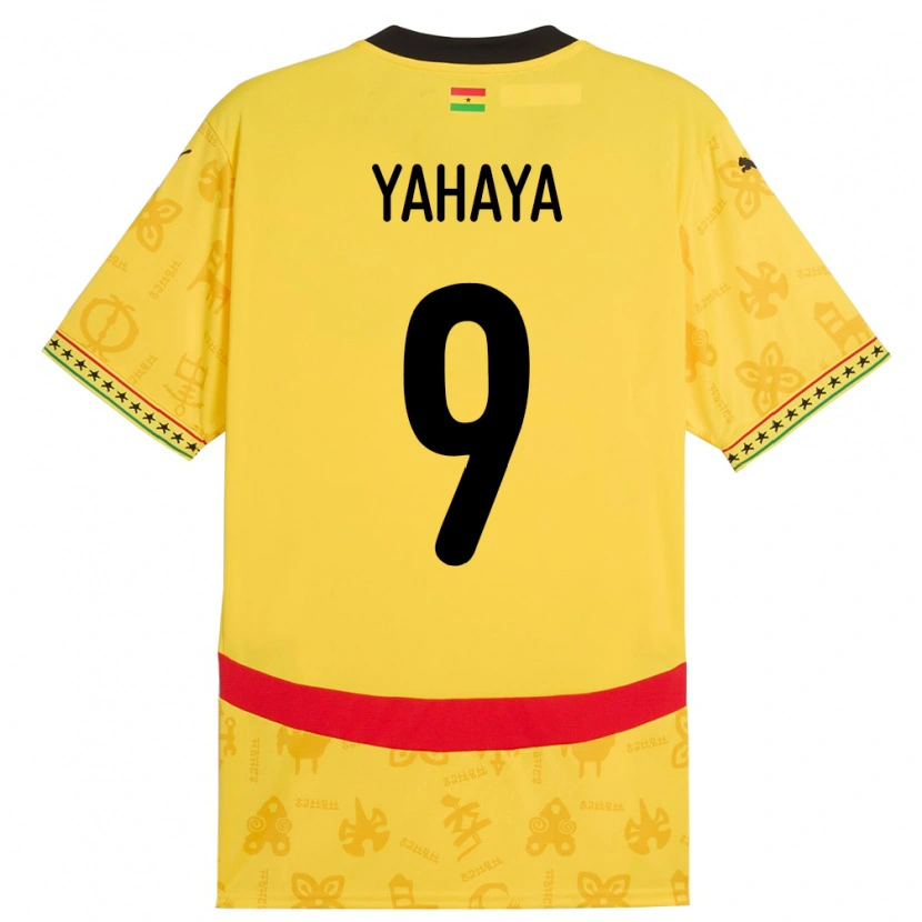Danxen Enfant Maillot Ghana Mohammed Yahaya #9 Jaune Tenues Extérieur 24-26 T-Shirt