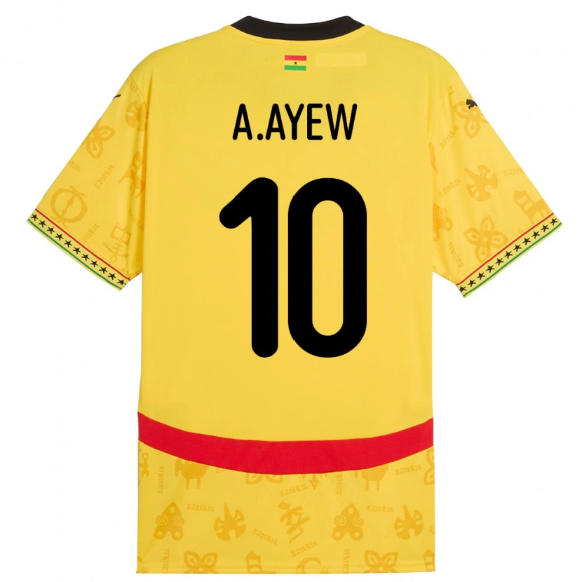 Danxen Enfant Maillot Ghana Andre Ayew #10 Jaune Tenues Extérieur 24-26 T-Shirt