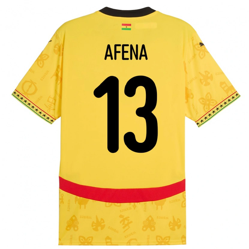 Danxen Enfant Maillot Ghana Felix Afena-Gyan #13 Jaune Tenues Extérieur 24-26 T-Shirt
