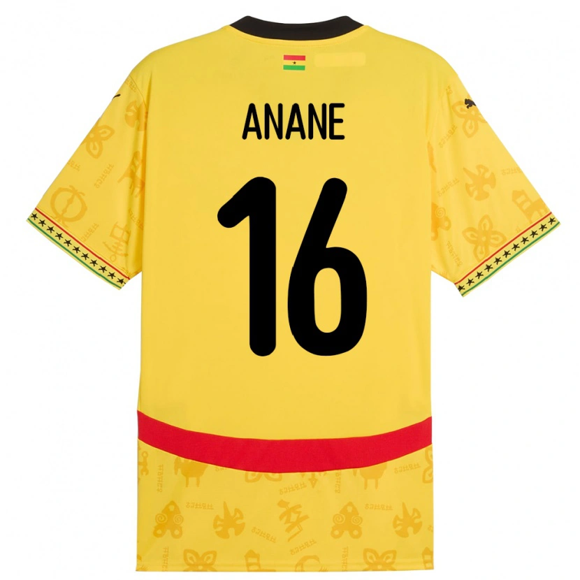 Danxen Enfant Maillot Ghana Vincent Anane #16 Jaune Tenues Extérieur 24-26 T-Shirt