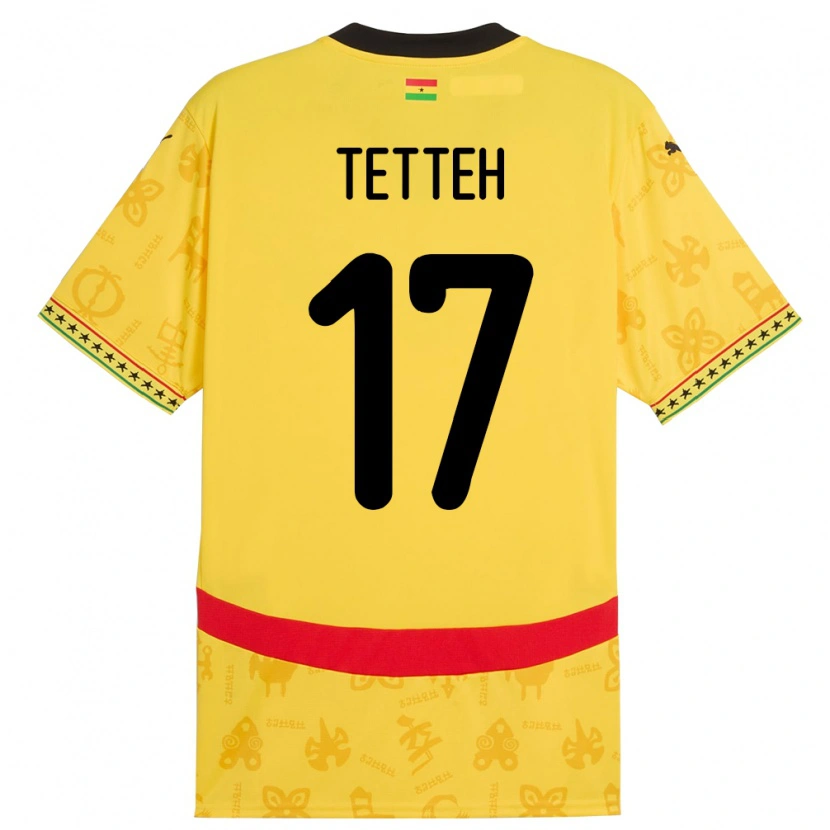 Danxen Enfant Maillot Ghana Benjamin Tetteh #17 Jaune Tenues Extérieur 24-26 T-Shirt