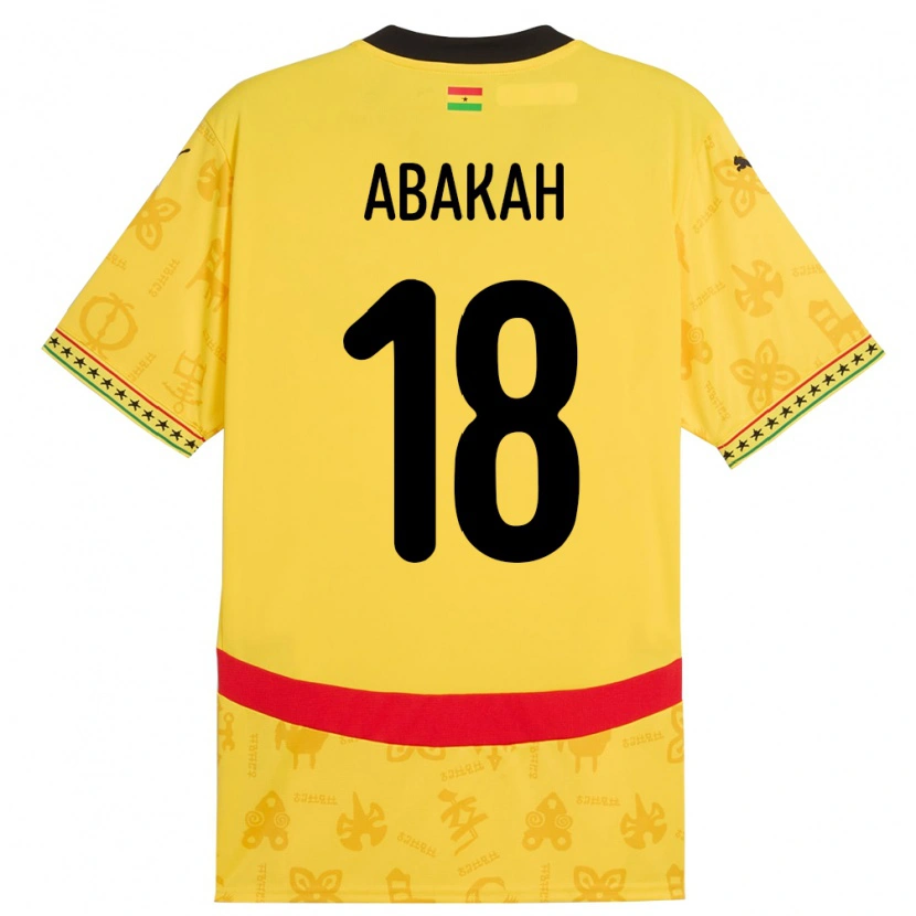 Danxen Enfant Maillot Ghana Philomena Abakah #18 Jaune Tenues Extérieur 24-26 T-Shirt