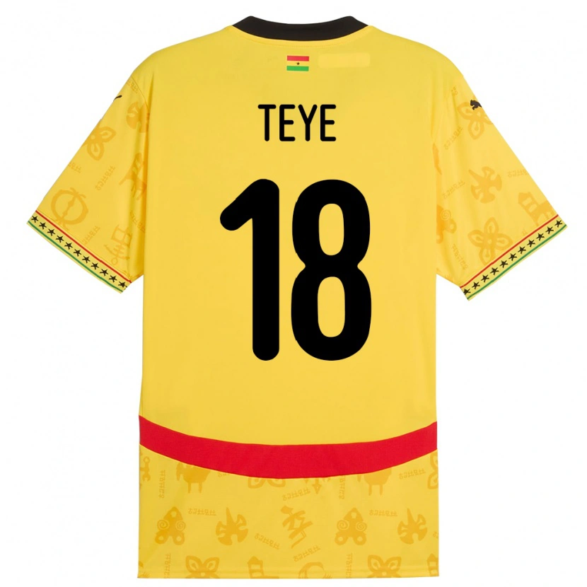 Danxen Enfant Maillot Ghana Suzzy Teye #18 Jaune Tenues Extérieur 24-26 T-Shirt
