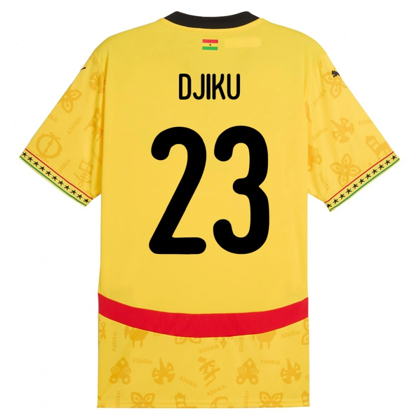 Danxen Enfant Maillot Ghana Alexander Djiku #23 Jaune Tenues Extérieur 24-26 T-Shirt