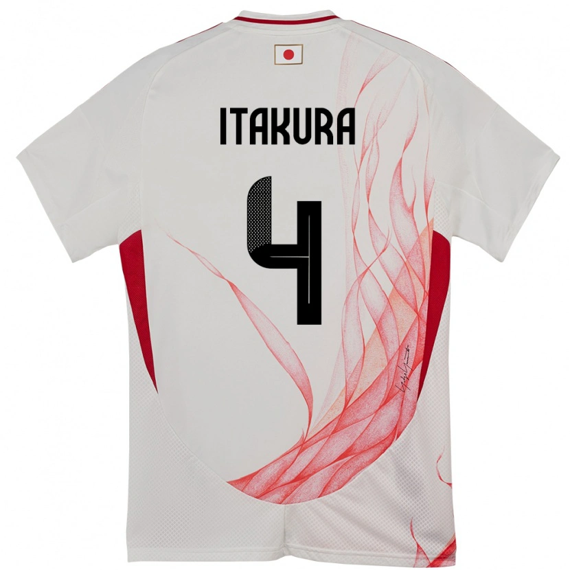 Danxen Enfant Maillot Japon Ko Itakura #4 Blanc Tenues Extérieur 24-26 T-Shirt