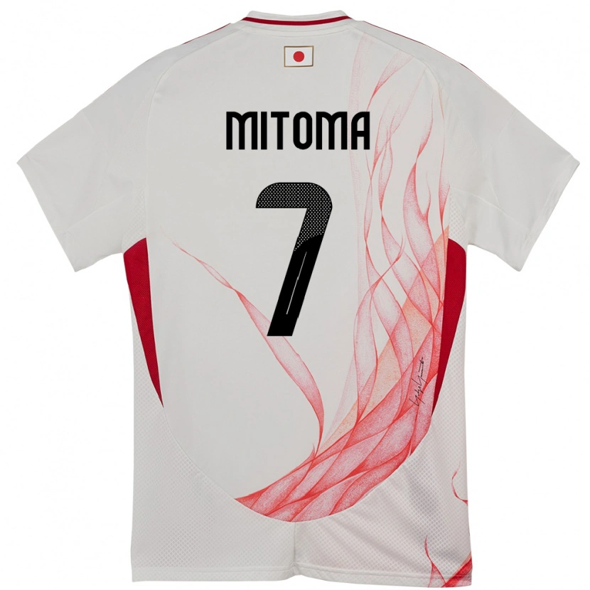 Danxen Enfant Maillot Japon Kaoru Mitoma #7 Blanc Tenues Extérieur 24-26 T-Shirt