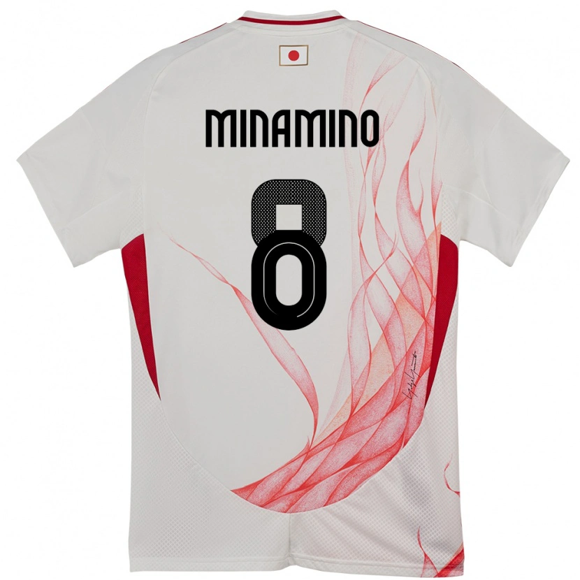 Danxen Enfant Maillot Japon Takumi Minamino #8 Blanc Tenues Extérieur 24-26 T-Shirt