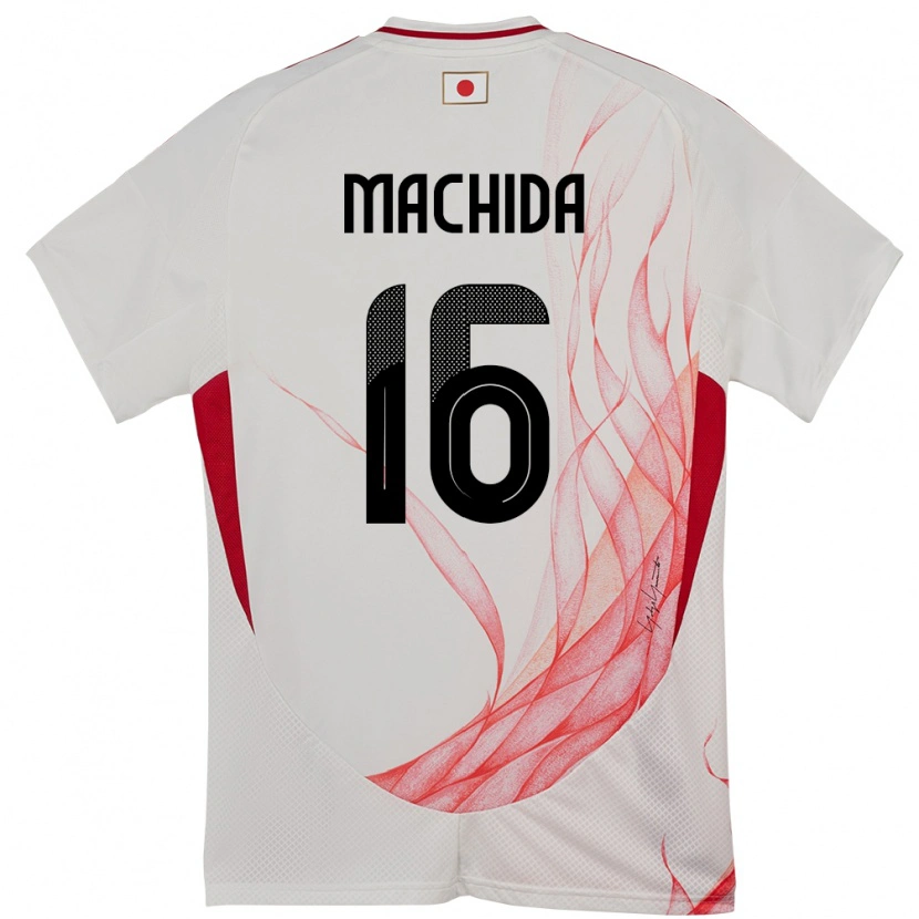 Danxen Enfant Maillot Japon Koki Machida #16 Blanc Tenues Extérieur 24-26 T-Shirt