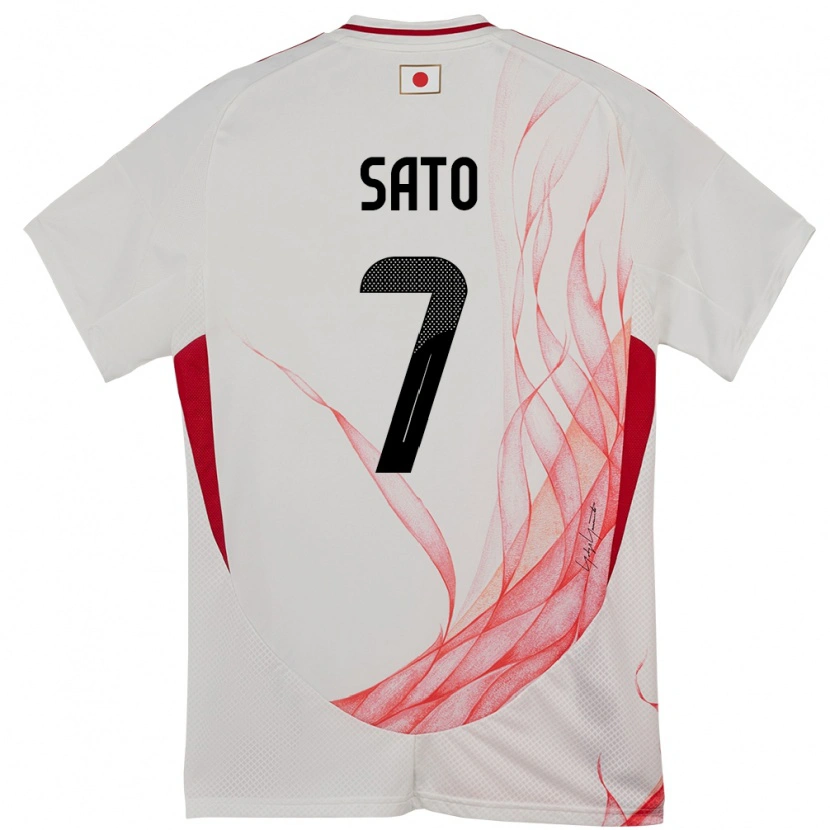 Danxen Enfant Maillot Japon Ryunosuke Sato #7 Blanc Tenues Extérieur 24-26 T-Shirt