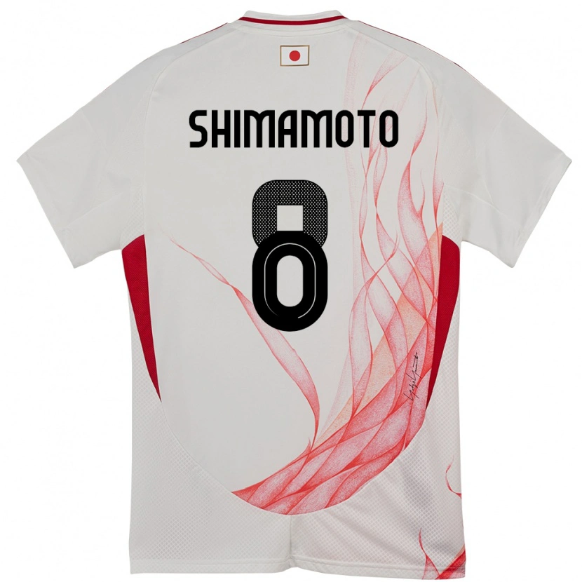 Danxen Enfant Maillot Japon Yudai Shimamoto #8 Blanc Tenues Extérieur 24-26 T-Shirt